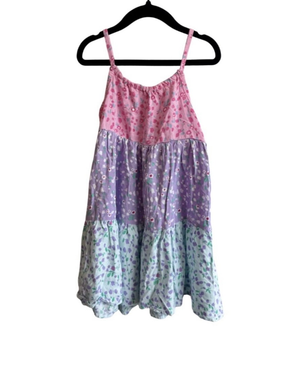 Between Tiered Floral Sundress in Pink, Purple & Light Blue